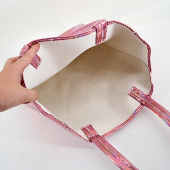 Hologram Tote Bag PU Leather Large Capacity Fashion Shoulder Handbag - Picture 6 of 7